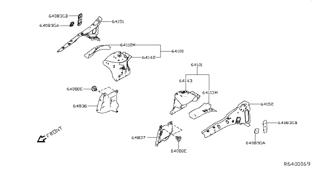 2019 Nissan Altima Reinforcement HOODLEDGE RH Diagram for F4180-6CAMA