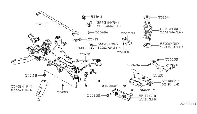 2019 Nissan Altima Front Spring Rubber Seat Upper Diagram for 55034-4BA0A