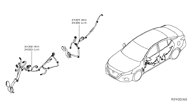 2019 Nissan Altima Harness Assembly - Door, Rear Diagram for 24126-6CA5B