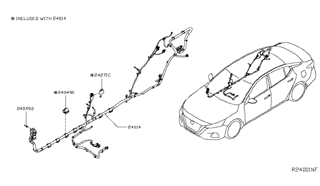 2019 Nissan Altima Harness Assembly-Body Diagram for 24014-6CA6B