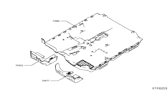 2019 Nissan Altima Trim Assembly Luggage Diagram for 74977-6CA0A