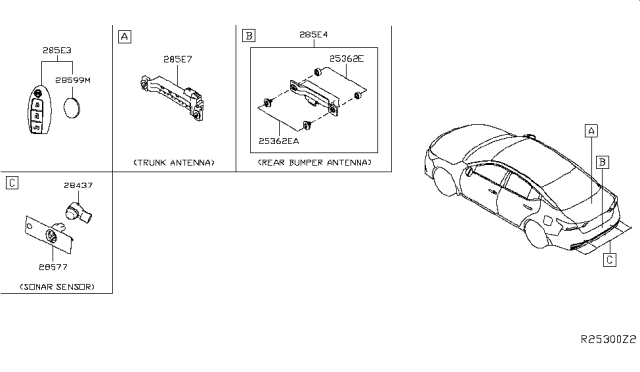 2019 Nissan Altima Switch Assembly - Smart KEYLESS Diagram for 285E3-6CA6A