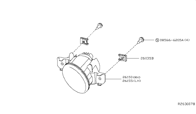 2019 Nissan Altima Lamp Fog RH Diagram for 26155-6CA0A