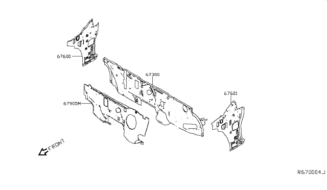 2019 Nissan Altima Dash-Lower Diagram for 67300-6CA0A