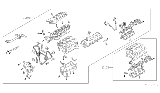 1994 Nissan Maxima Engine Assy-Short Diagram for 10103-97E00