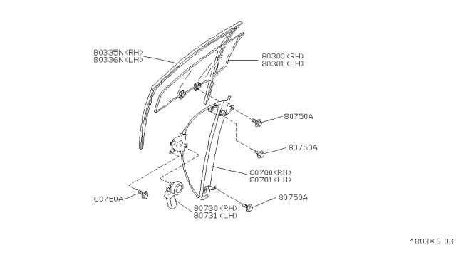 1991 Nissan Maxima Rubber GLS R OOP Diagram for 80330-85E10