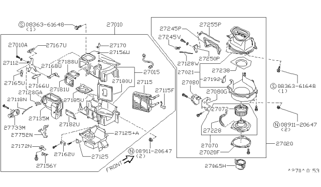 1991 Nissan Maxima Heater & Blower Unit Diagram 3