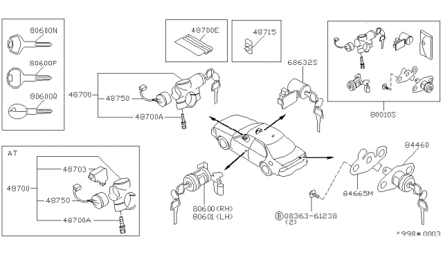 1991 Nissan Maxima Cylinder-Door Lock R Diagram for 80600-6E326