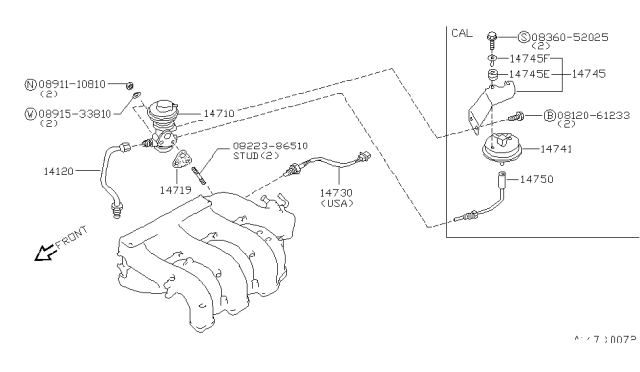 1991 Nissan Maxima EGR Parts Diagram 1