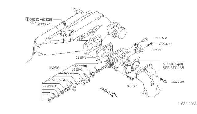 1993 Nissan Maxima Lever-Throttle Diagram for 16134-97E15