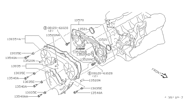 1992 Nissan Maxima Cover Assembly - Front Diagram for 13501-85E01