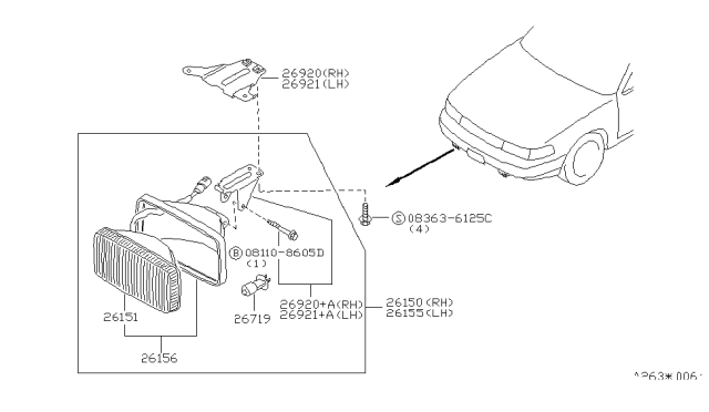 1989 Nissan Maxima Lamp Assembly-Fog RH Diagram for 26150-85E00