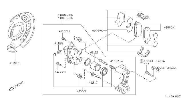 1991 Nissan Maxima CALIPER Assembly Fr Diagram for 41011-88E01