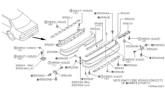 1994 Nissan Maxima Rear Bumper Diagram