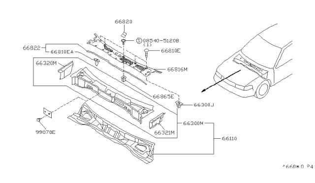 1994 Nissan Maxima Air Box Assembly Diagram for 66100-96E35