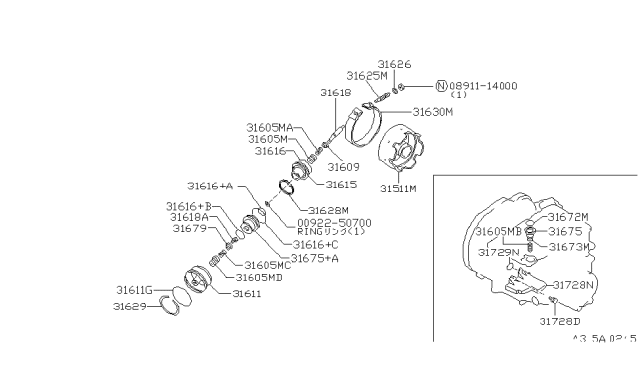 1993 Nissan Maxima Spring Piston Return Diagram for 31621-21X04