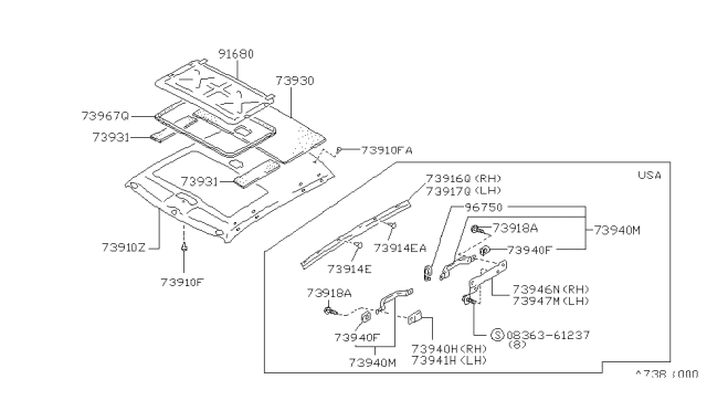 1992 Nissan Maxima Roof Trimming Diagram 2