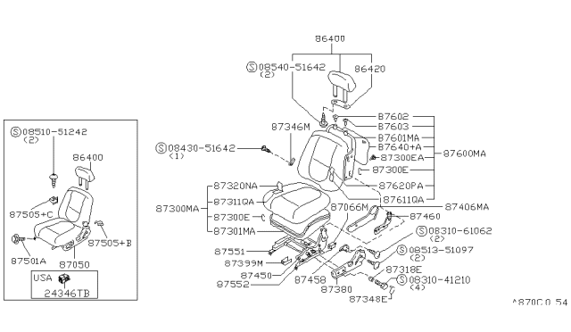 1990 Nissan Maxima Front Seat Diagram 2