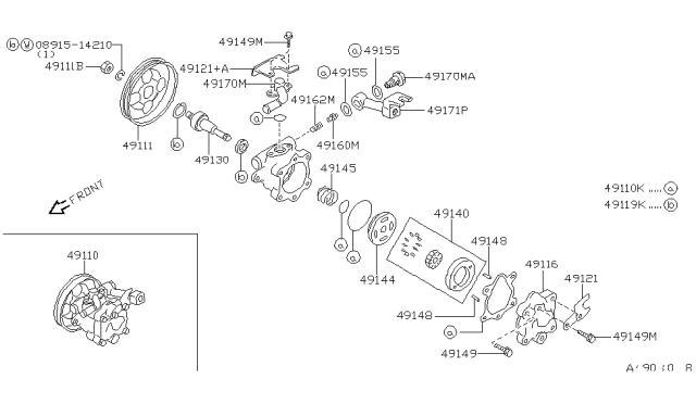 1994 Nissan Maxima Connector Assy-Power Steering Pump Diagram for 49161-96E05