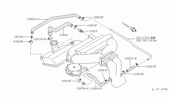 1989 Nissan Maxima Blow-By Gas Hose Diagram for 11826-85E10