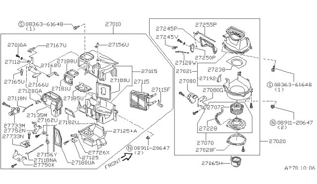 1990 Nissan Maxima Duct Assembly-Foot Diagram for 27125-93E00