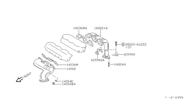1993 Nissan Maxima Exhaust Manifold Assembly Diagram for 14002-85E00