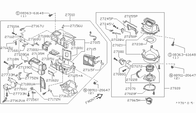 1990 Nissan Maxima Heater & Blower Unit Diagram 4