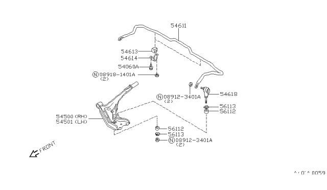 1992 Nissan Maxima Bushing-Stabilizer Diagram for 54613-85E00