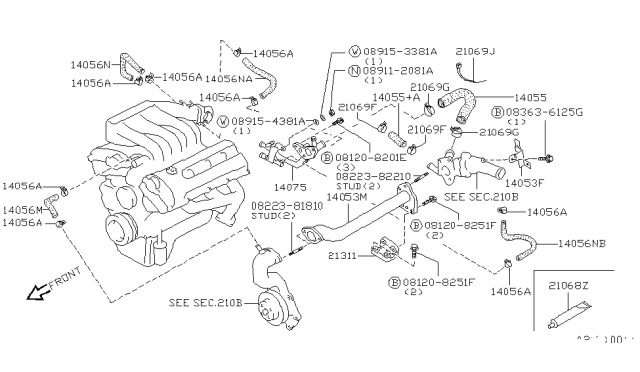 1991 Nissan Maxima Water Hose & Piping Diagram 1