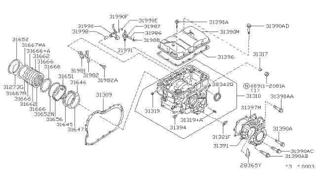 1992 Nissan Maxima Support-Parking Actuator Diagram for 31981-80X00