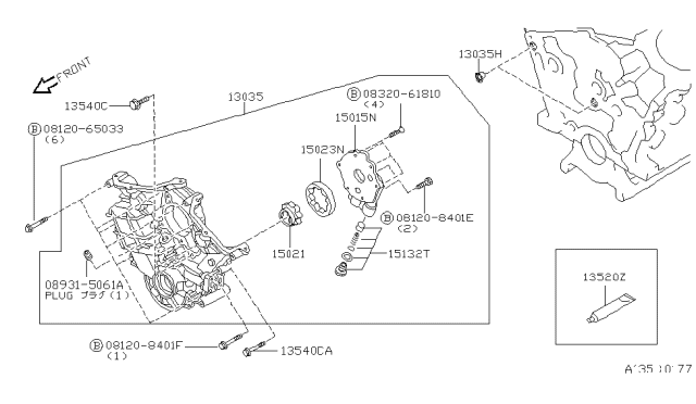 1991 Nissan Maxima Rotor-Oil Pump,OTR Diagram for 15023-97E00