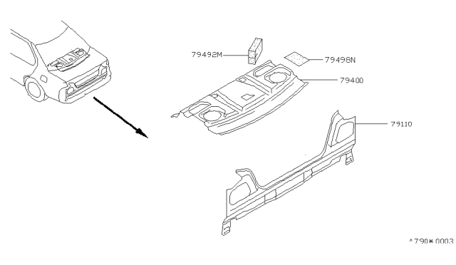 1990 Nissan Maxima Panel-Assembly Rear Diagram for 79110-85E31