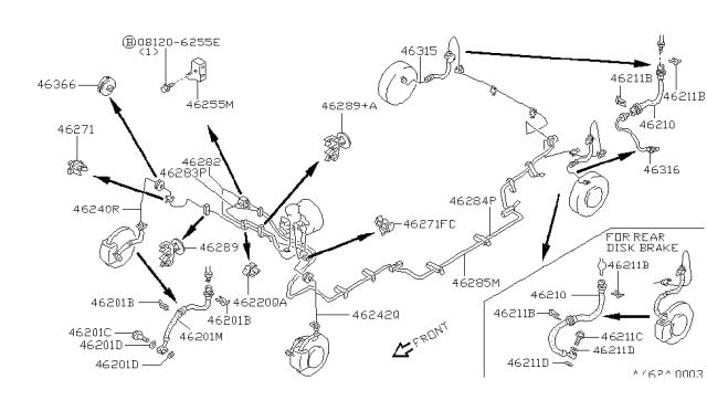 1989 Nissan Maxima Brake Piping & Control Diagram 2