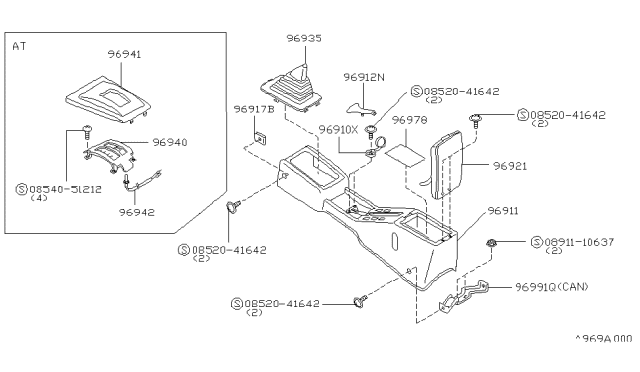 1992 Nissan Maxima Lid-Console Box Bk Diagram for 96920-96E10