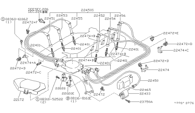 1993 Nissan Maxima Spark Plug Diagram for 22401-85E16