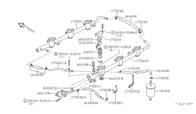 1993 Nissan Maxima Hose Assembly-Fuel Return Diagram for 16441-85E10