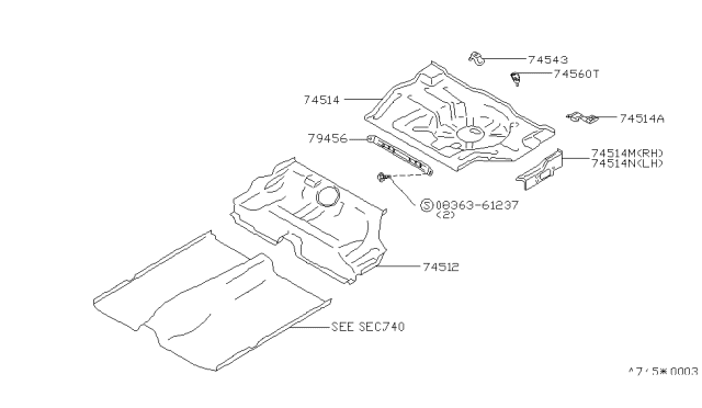 1993 Nissan Maxima Brace Assy-Rear Seat Back Diagram for 79450-85E00