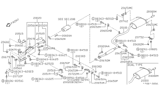 1990 Nissan Maxima INSULATOR-Heat Exhaust Tube Lower Diagram for 20520-85E02