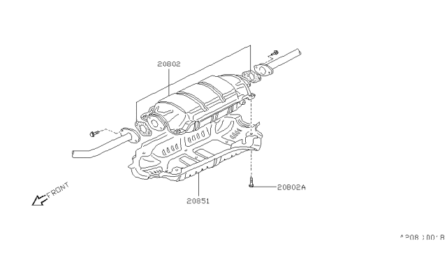 1991 Nissan Maxima Three Way Catalytic Converter With Shelter Diagram for 20802-85E26