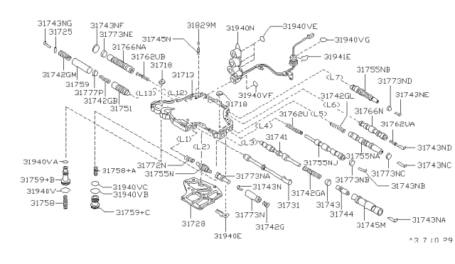 1993 Nissan Maxima Spring Accumulator Diagram for 31605-31X15