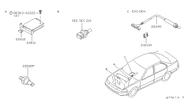 1992 Nissan Maxima Engine Control Module Diagram for 23710-87E10