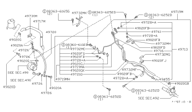 1993 Nissan Maxima Tube Assy-Power Steering Diagram for 49726-96E13
