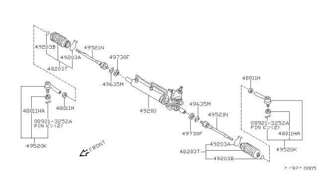 1989 Nissan Maxima Plate-Shield Side Rod Diagram for 48636-41L06