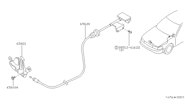 1993 Nissan Maxima Cable Hood Lock Diagram for 65620-85E00