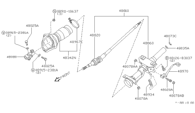 1994 Nissan Maxima Column Assembly-Steering Impact Absorbing Diagram for 48810-6E110