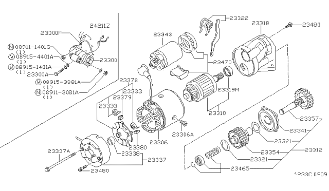 1994 Nissan Maxima Motor Assy-Starter Diagram for 23300-85E02