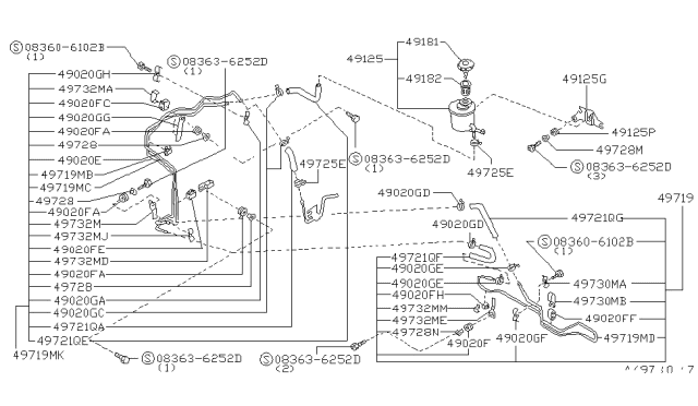 1992 Nissan Maxima Hose-Return,Power Steering Diagram for 49721-85E05