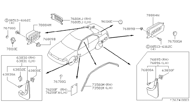 1993 Nissan Maxima Plug Pillar Front Diagram for 76269-85E00