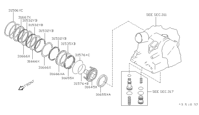 1992 Nissan Maxima Clutch & Band Servo Diagram 3