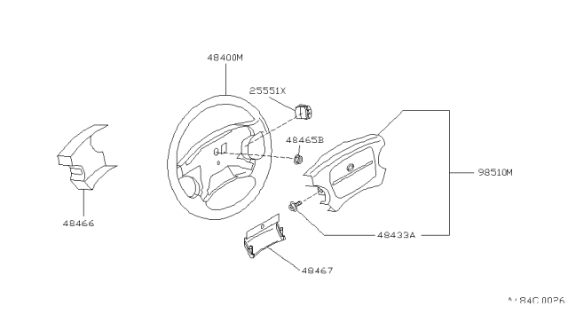 1994 Nissan Maxima Steering Wheel Assembly W/O Pad Diagram for 48430-7E300